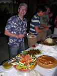 Enjoying a luscious selection of local dishes at our Opening Party