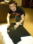 Eugene Laverty singing his shirt up for auction