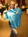 Suzuki signed shirt by Capirossi and Vermeulen modelled by the beautiful Eva Technikova