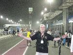 Welcome to Qatar! Martin enjoys a pit lane under the lights.