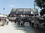 Monster was everywhere!  (Free drinks may explain the rowdiness of the crowds!)