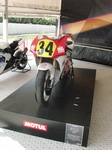 Kevin Schwantz's winning 1993 RGV 500 (with retired number 34) was amongst many of the former racing bikes on display