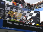 Champagne celebrations in the long awaited Sunday Portuguese sun.