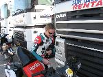 Danny Webb arrives late for the race...
