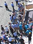 Bradley and team embrace in park ferme