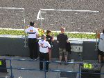 Gillian and Scott at the Gresini pit wall during MotoGP practice