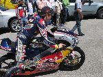 Brit Harry Stafford on his way out to the grid.  Little did we suspect that this was to end in the hospital leaving a very worried audience. He was ok in the end!