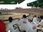 View from our terrace, note huge crowd in standing area C to right...