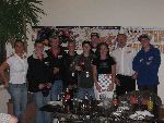 riders at our Donington party (l to r): Hana (Pole Position staff), Paul Jordan (wildcard), Martin Glossop (wildcard), Matt Hoyle, Danny Webb, Deane Brown (rookie), customer Eugenie, Gordon Howell (PPT), Scott Redding
