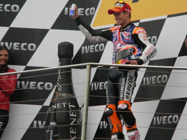 Casey Stoner on Phillip Island podium 2011