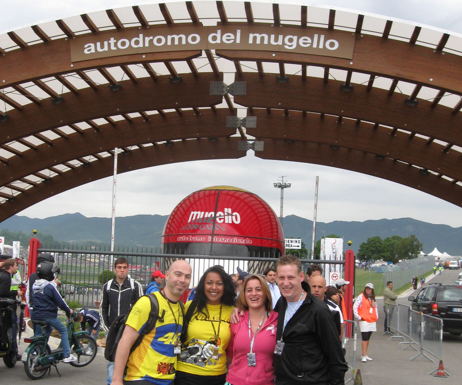 The main entrance ('the big red helmet')